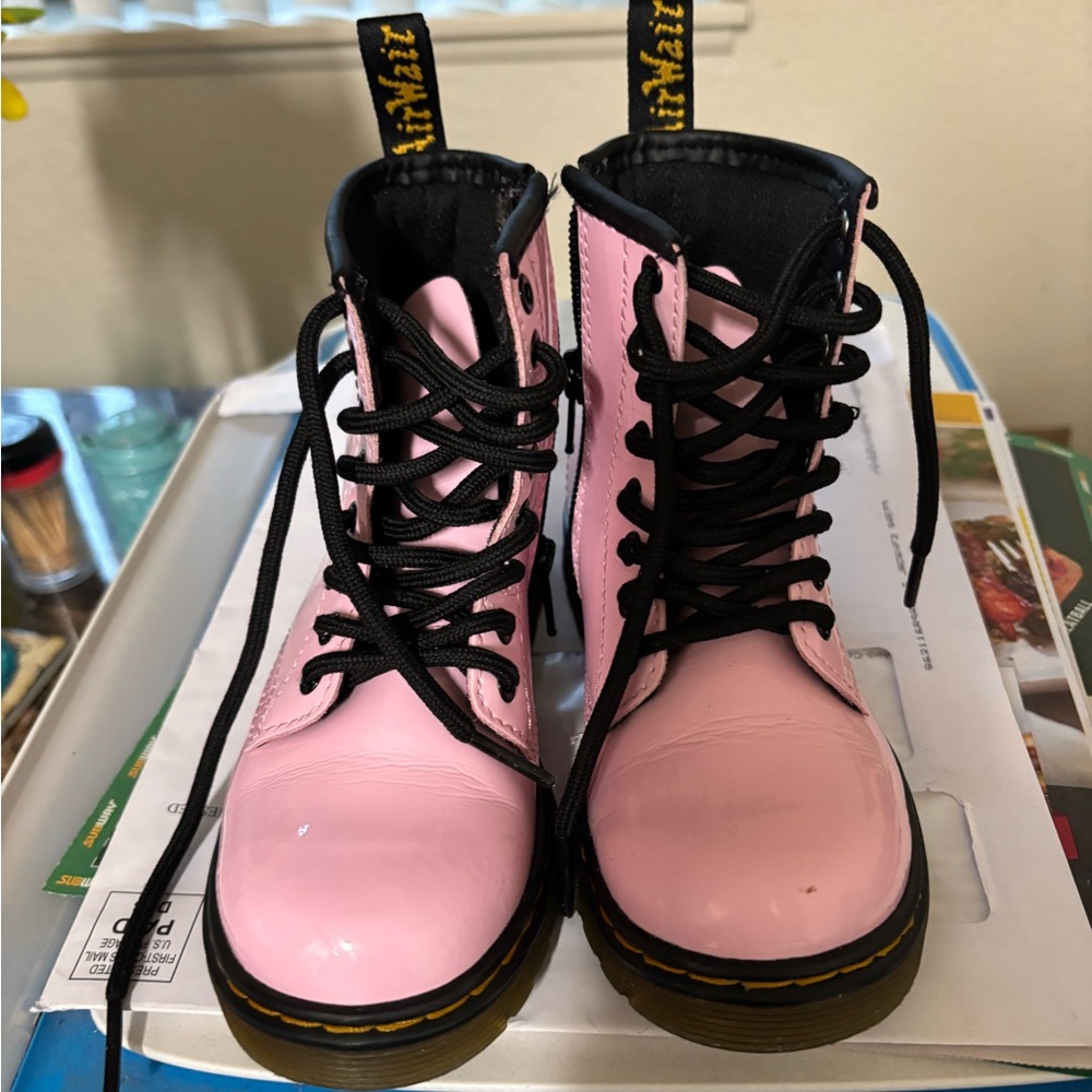 Dr. Martens Pink and Black Combat Boots
